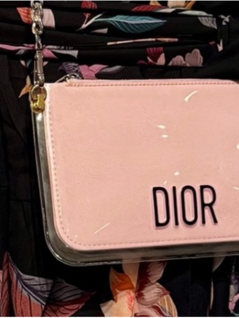 Dior Blush Pink Patent Crossbody Bag Silver Chain Beauty VIP - Picture 3 of 8